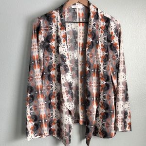 Lush Patterned Open Front Cardigan Blazer